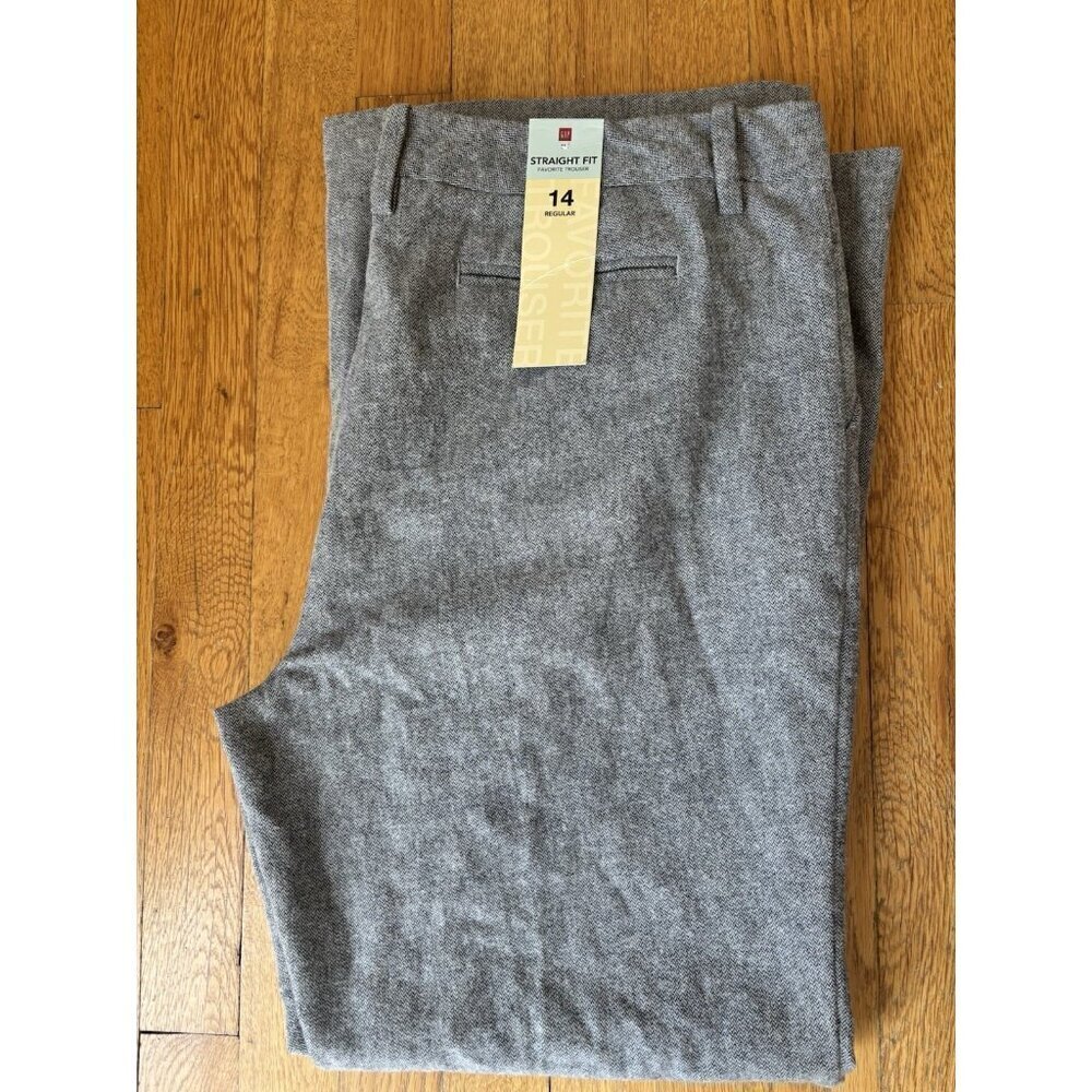 NWT Gap Womens Size 14 Straight Fit Favorite Trouser Gray Flannel Cotton